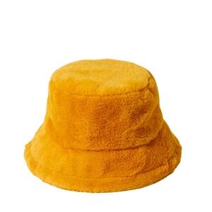 Cozy Yellow Fluffy Bucket Hat, Luxury faux fur hat, Soft Teddy Bucket Hat